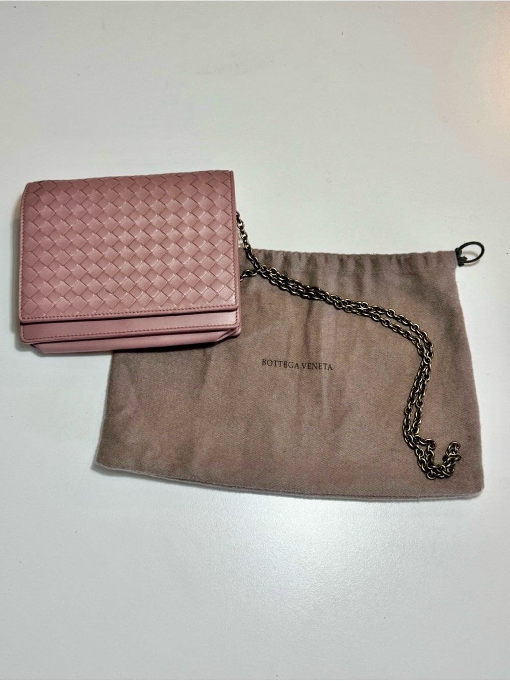 Authentic Bottega Veneta Intrecciato WOC Wallet on Chain Crossbody + COA